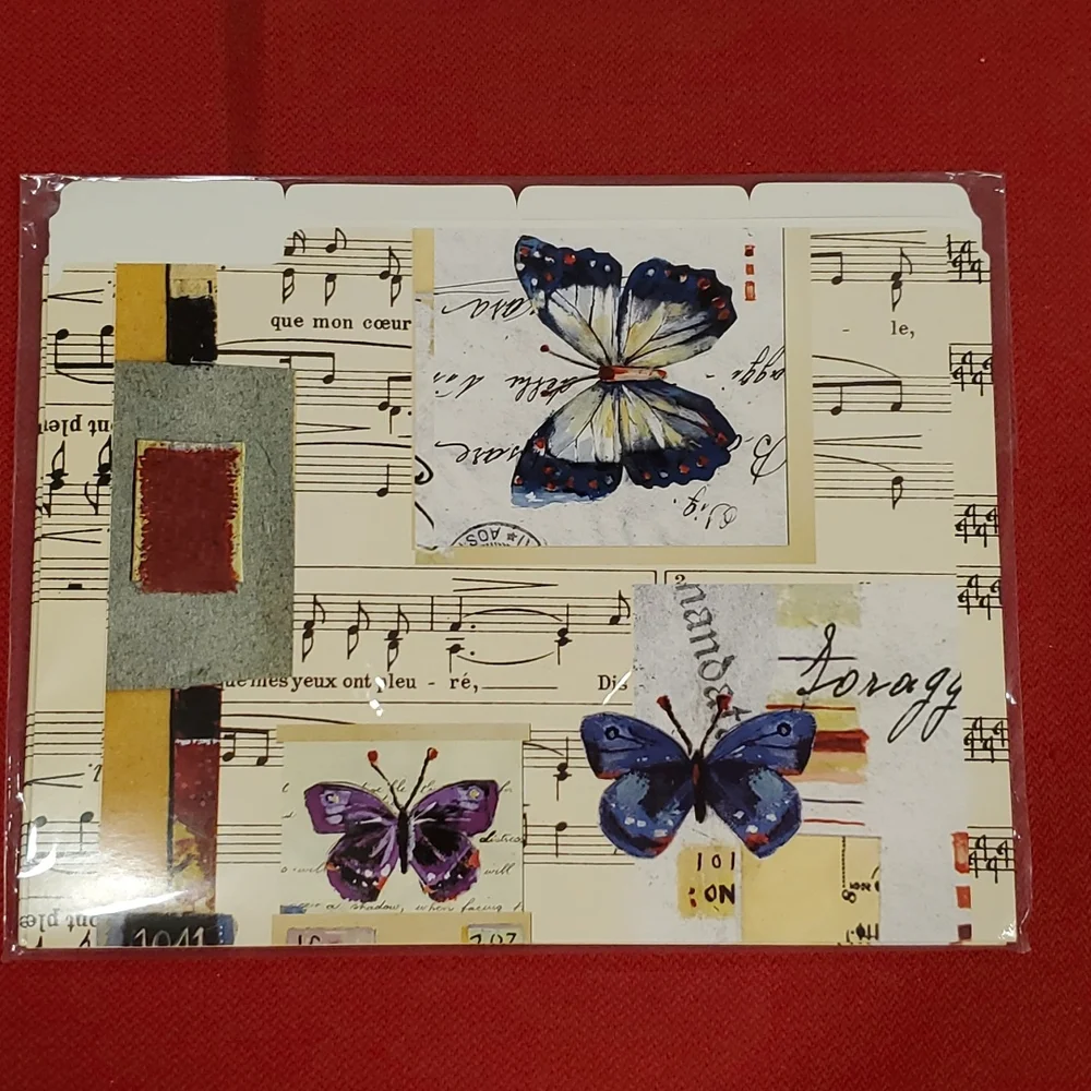 8 Butterfly themed file folders 8.5 x 11.5 2 designs NWOT Garden Whimsy Music